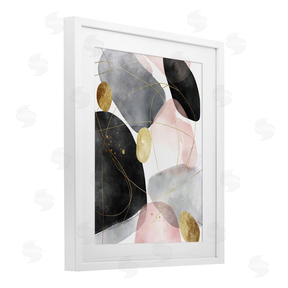 Svetlana Aleynikova Gilded Echoes Shapes White Framed Print Under Glass Wall Art