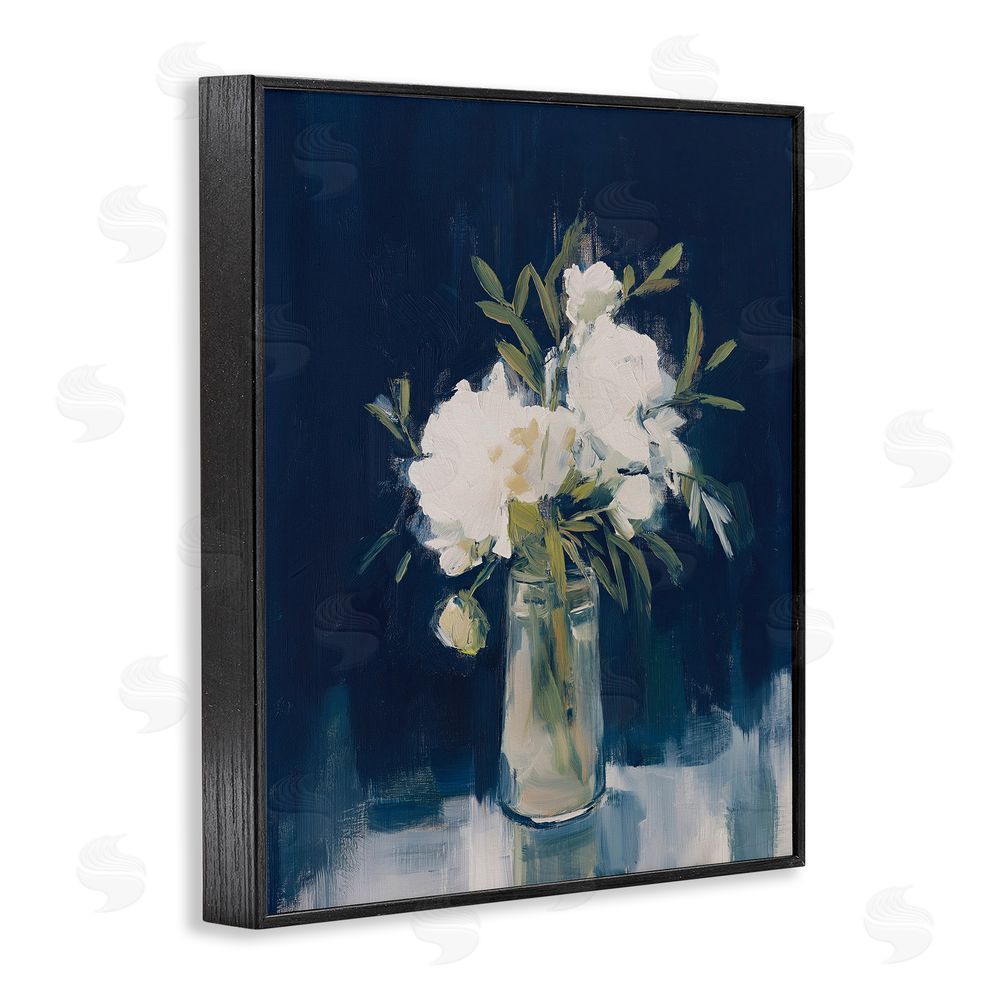 Svetlana Aleynikova Peonies On Blue Mirage Black Framed Giclee Wall Art Print