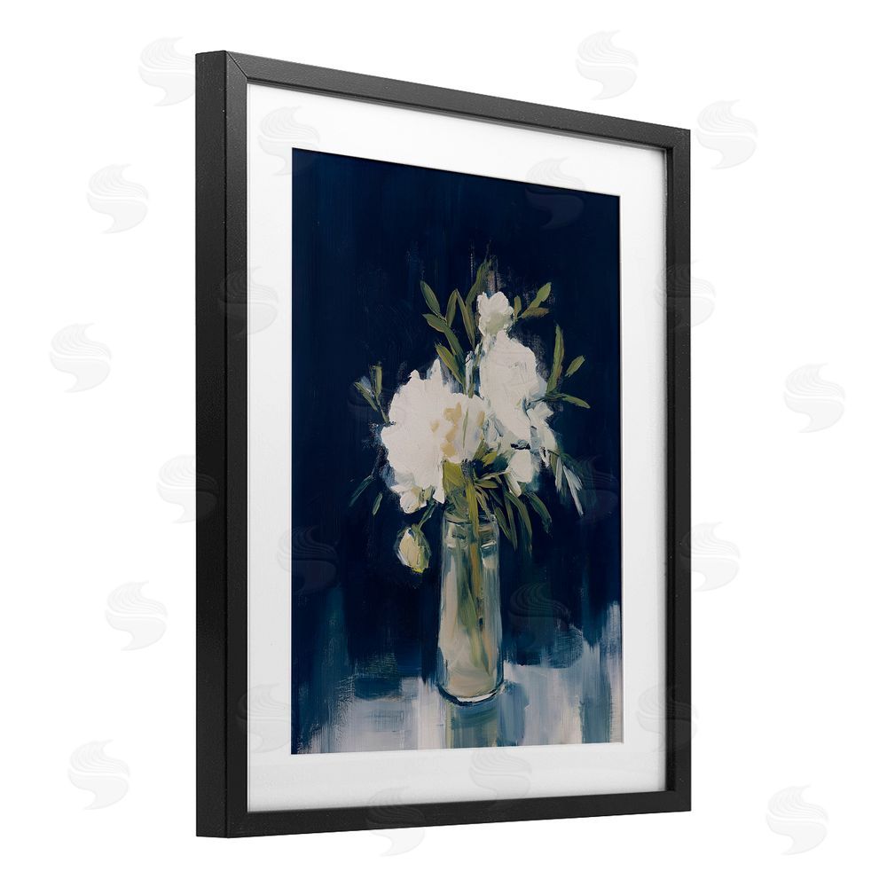 Svetlana Aleynikova Peonies On Blue Mirage Black Framed Print Under Glass Wall Art