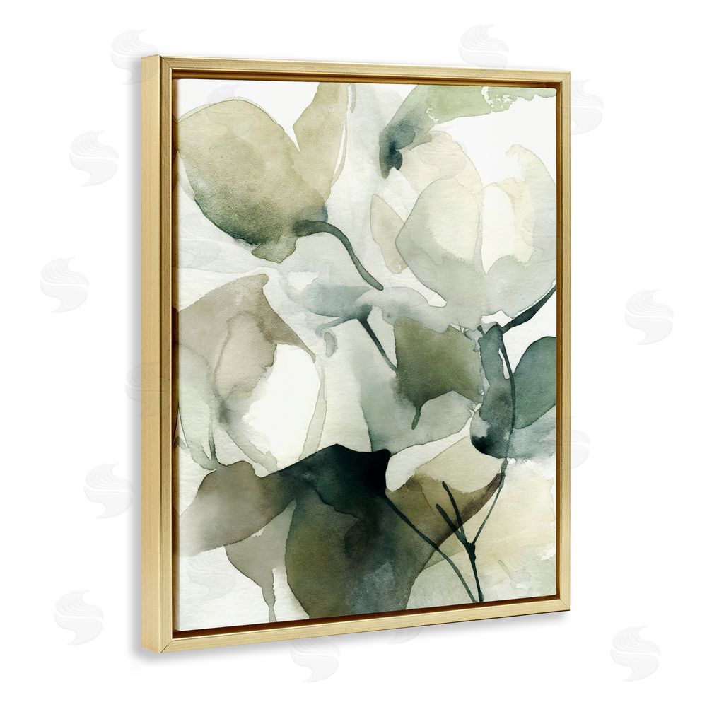 Svetlana Aleynikova Flowing Floral Branches Gold Floating Frame Canvas Wall Art Print