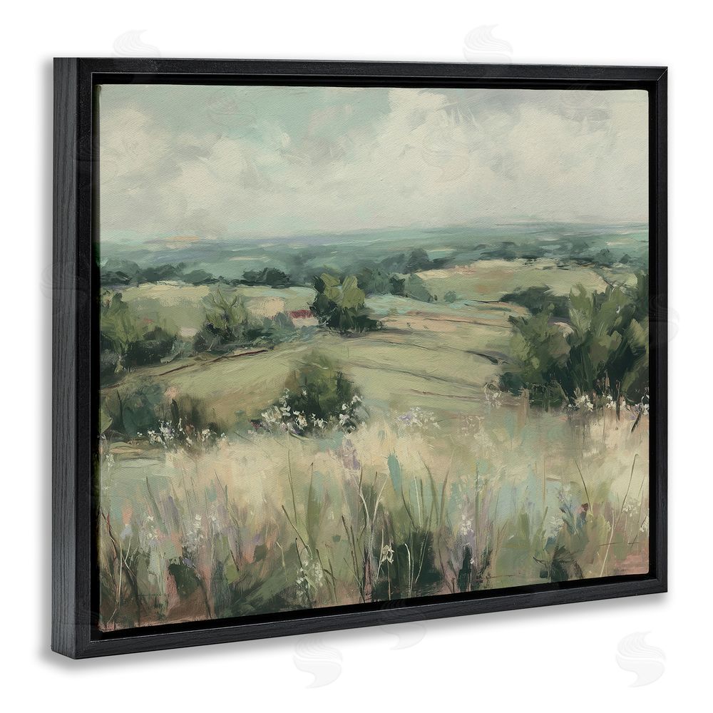 Svetlana Aleynikova Idyllic Green Pastures Black Floating Frame Canvas Wall Art Print