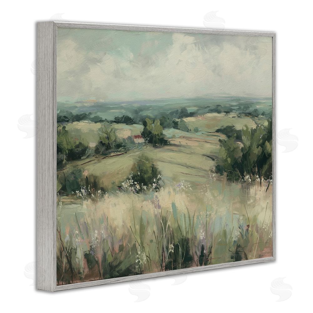 Svetlana Aleynikova Idyllic Green Pastures Gray Framed Giclee Wall Art Print