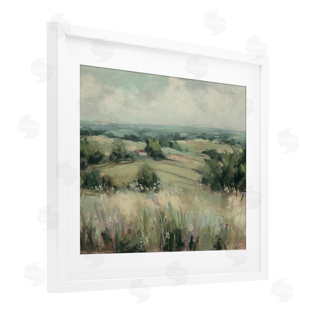 Svetlana Aleynikova Idyllic Green Pastures White Framed Print Under Glass Wall Art