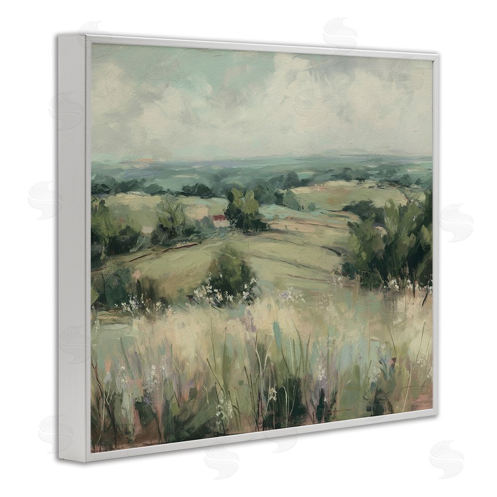 Svetlana Aleynikova Idyllic Green Pastures White Framed Giclee Wall Art Print