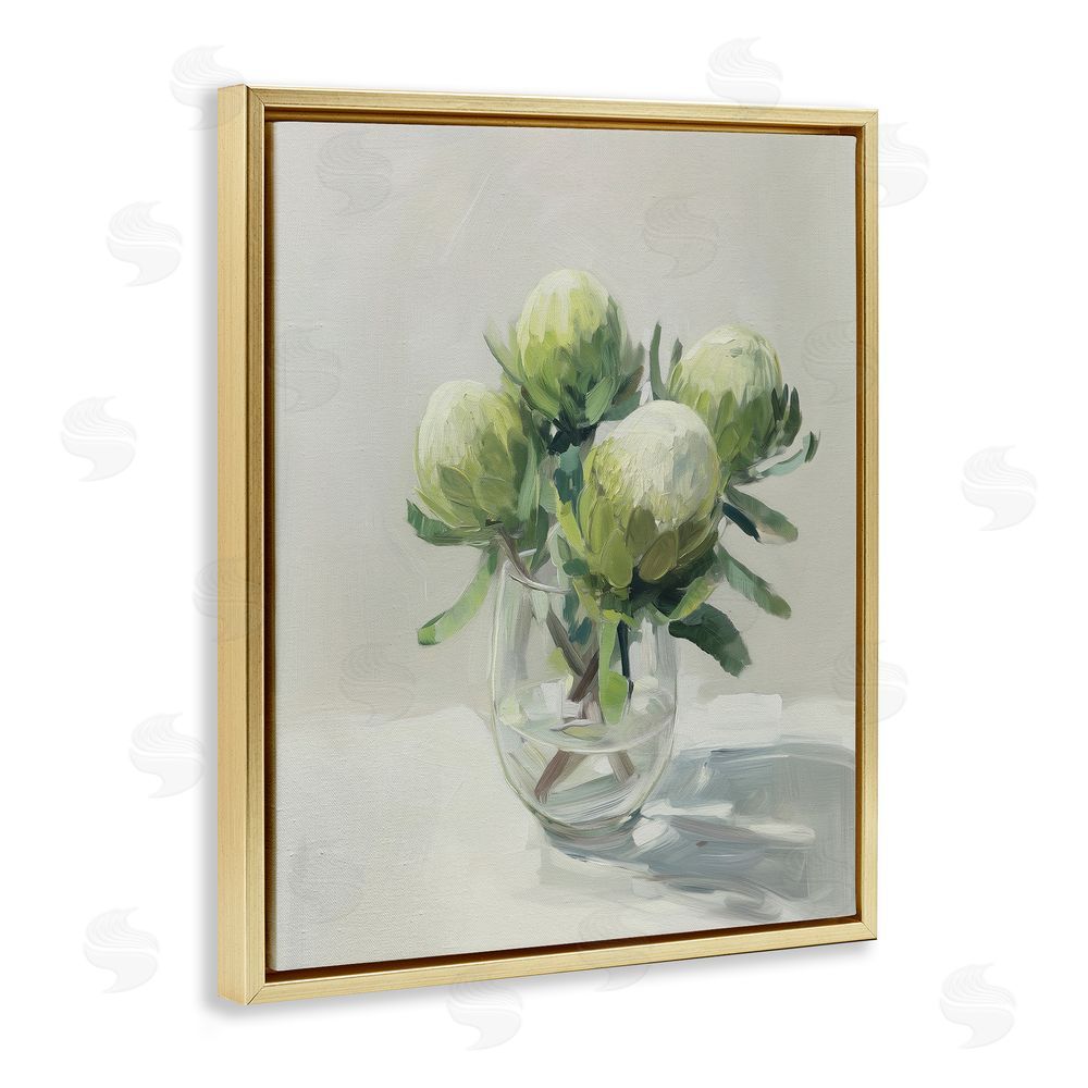 Svetlana Aleynikova Glass & Bloom Still Life Gold Floating Frame Canvas Wall Art Print