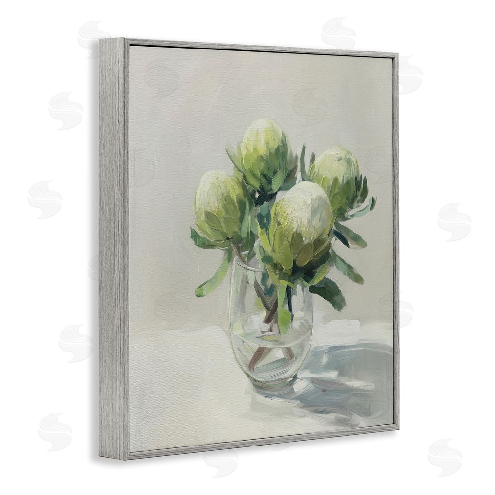 Svetlana Aleynikova Glass & Bloom Still Life Gray Framed Giclee Wall Art Print