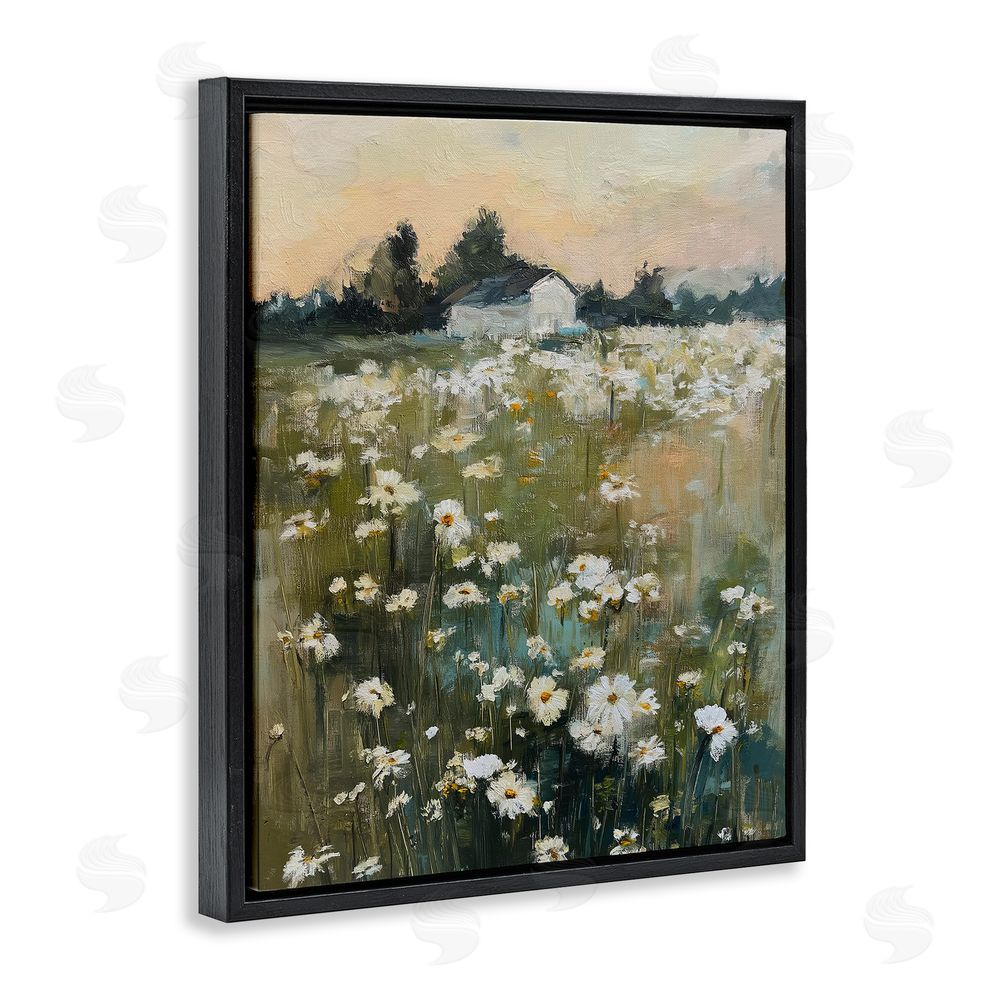 Svetlana Aleynikova Expressive Endless Daisies Black Floating Frame Canvas Wall Art Print
