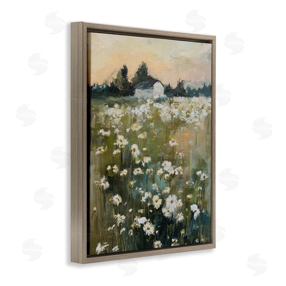 Svetlana Aleynikova Expressive Endless Daisies Brown Floating Frame Canvas Wall Art Print