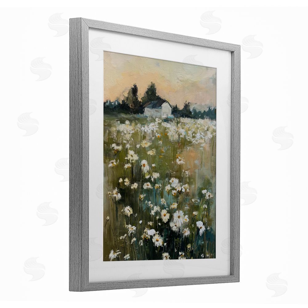 Svetlana Aleynikova Expressive Endless Daisies Gray Framed Print Under Glass Wall Art