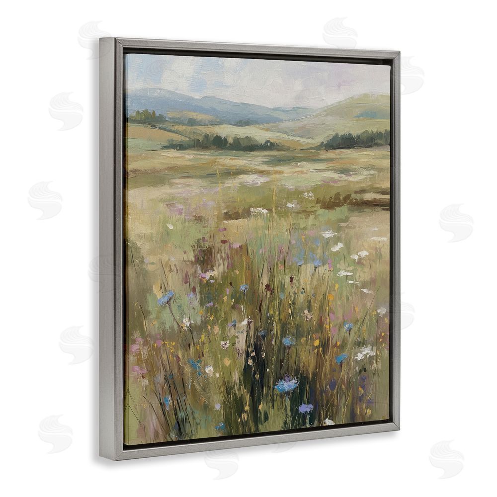 Svetlana Aleynikova Breezy Pastures Impression Gray Floating Frame Canvas Wall Art Print