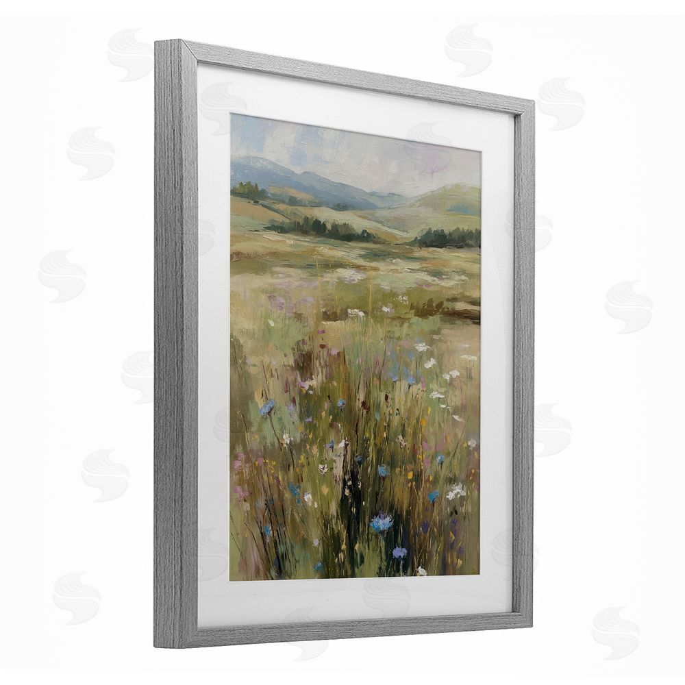Svetlana Aleynikova Breezy Pastures Impression Gray Framed Print Under Glass Wall Art