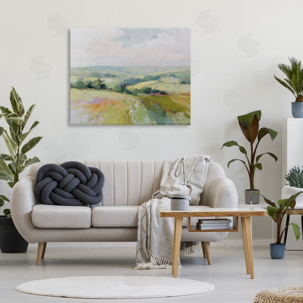 Svetlana Aleynikova Endless Green Hills Stretched Canvas Wall Art Print in Room