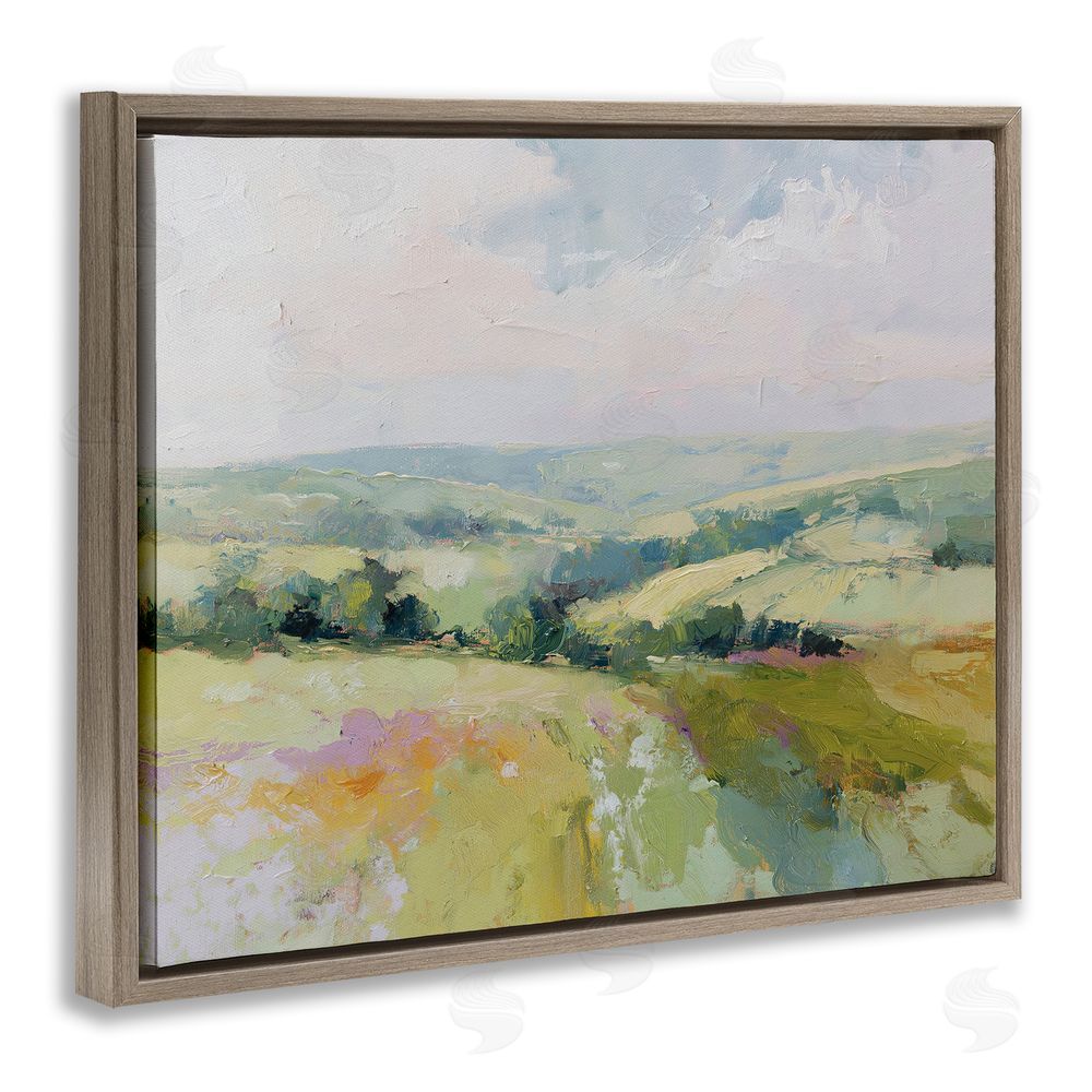Svetlana Aleynikova Endless Green Hills Brown Floating Frame Canvas Wall Art Print