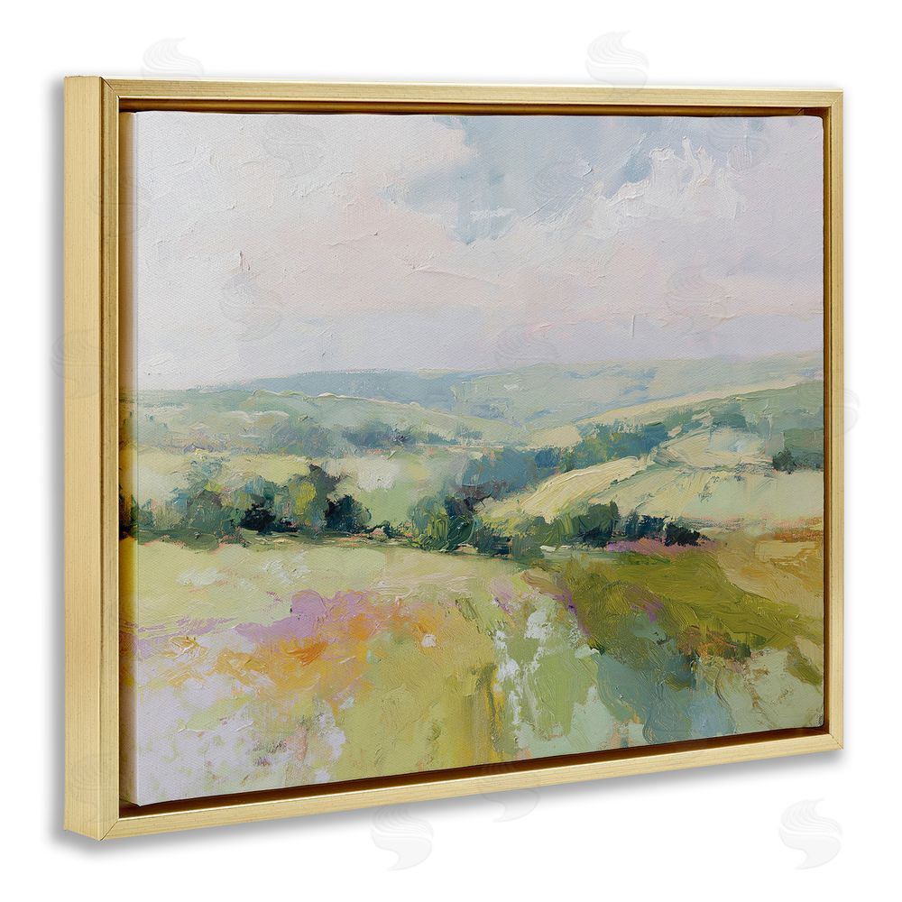 Svetlana Aleynikova Endless Green Hills Gold Floating Frame Canvas Wall Art Print