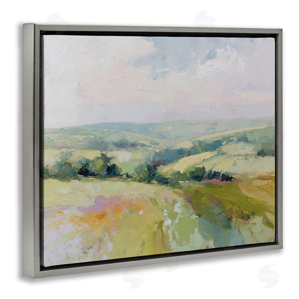 Svetlana Aleynikova Endless Green Hills Gray Floating Frame Canvas Wall Art Print