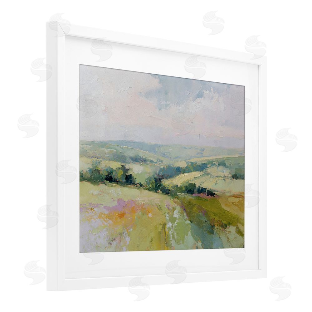 Svetlana Aleynikova Endless Green Hills White Framed Print Under Glass Wall Art