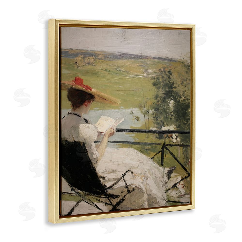 Svetlana Aleynikova In The Comfort Of Pages Gold Floating Frame Canvas Wall Art Print