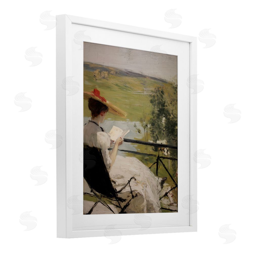 Svetlana Aleynikova In The Comfort Of Pages White Framed Print Under Glass Wall Art