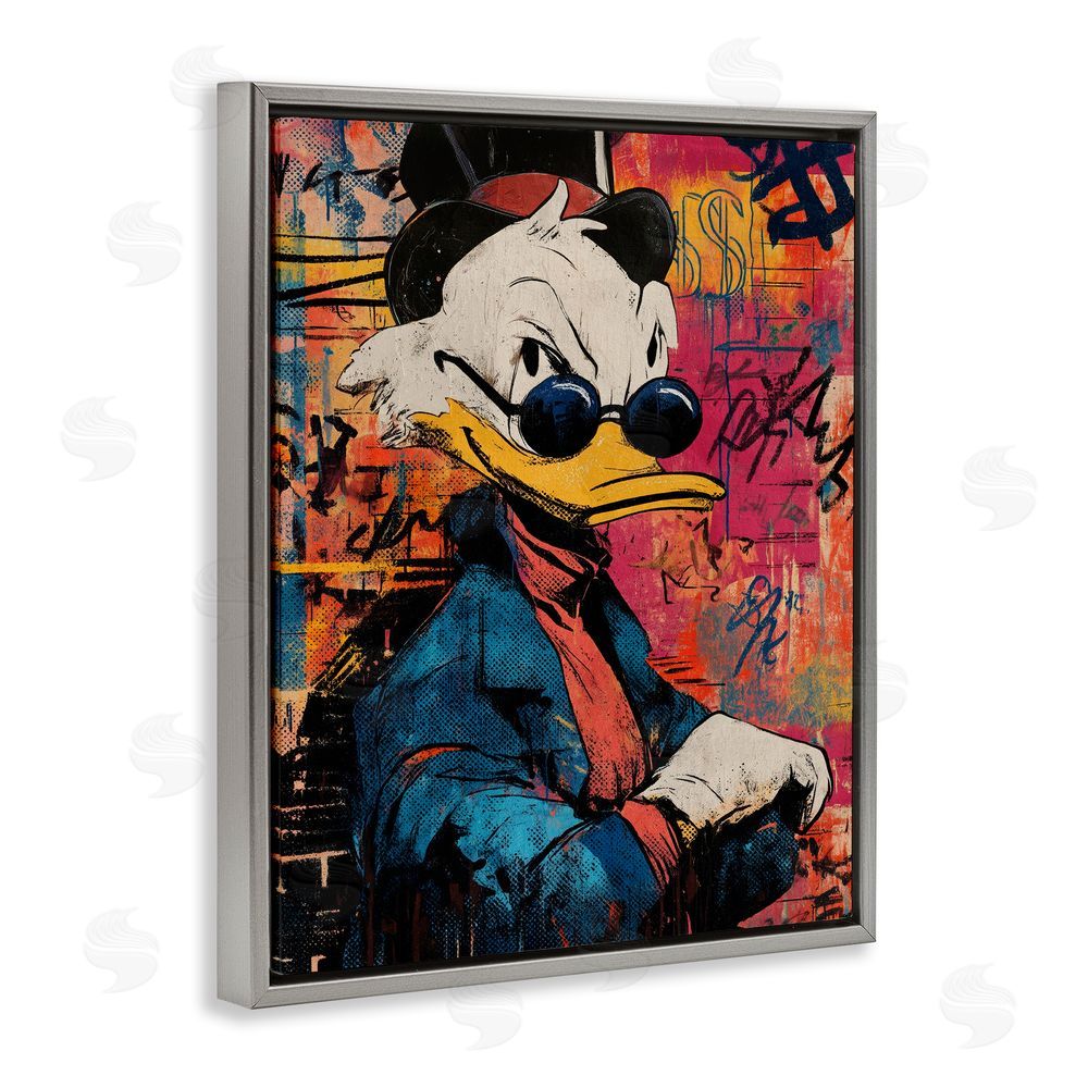 Svetlana Aleynikova Pop Style Cartoon Riches Gray Floating Frame Canvas Wall Art Print