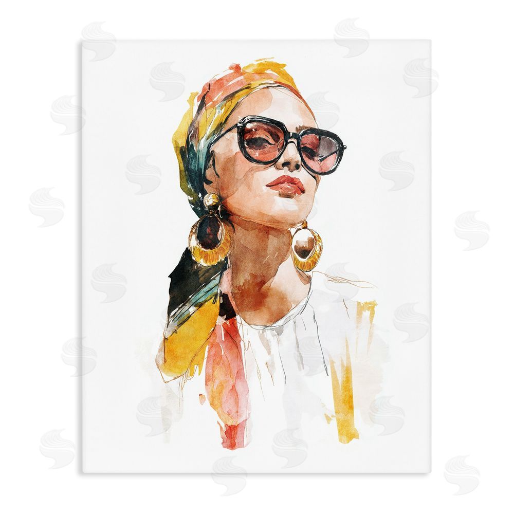 Svetlana Aleynikova Stylish Woman with Headwrap Stretched Canvas Wall Art Print