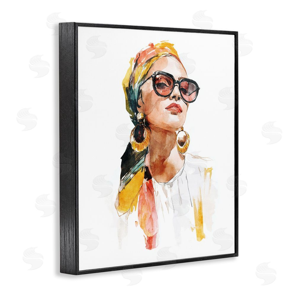 Svetlana Aleynikova Stylish Woman with Headwrap Black Framed Giclee Wall Art Print