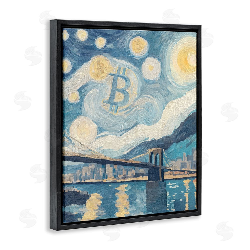 Svetlana Aleynikova Crypto Lunar Glow Black Floating Frame Canvas Wall Art Print
