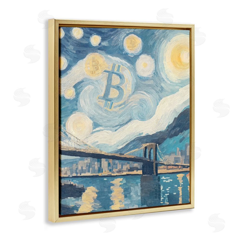 Svetlana Aleynikova Crypto Lunar Glow Gold Floating Frame Canvas Wall Art Print