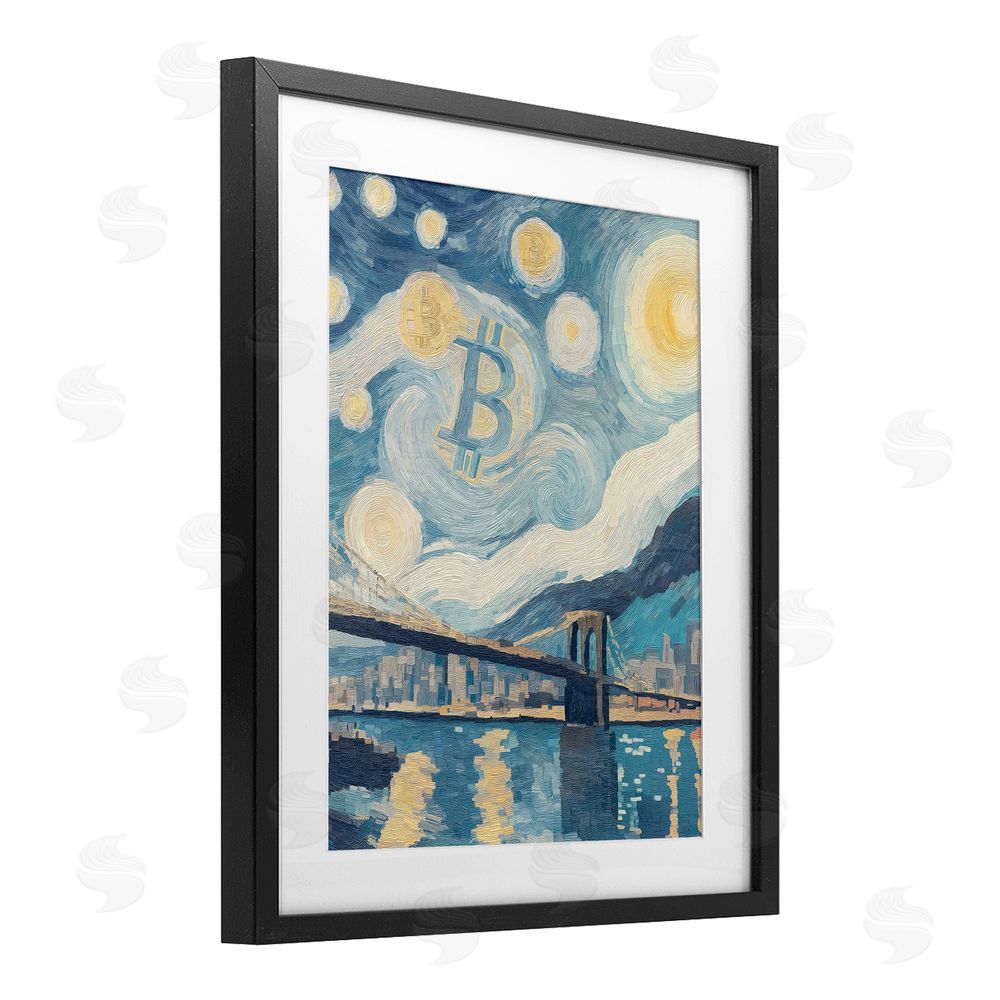 Svetlana Aleynikova Crypto Lunar Glow Black Framed Print Under Glass Wall Art