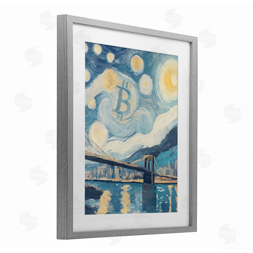 Svetlana Aleynikova Crypto Lunar Glow Gray Framed Print Under Glass Wall Art