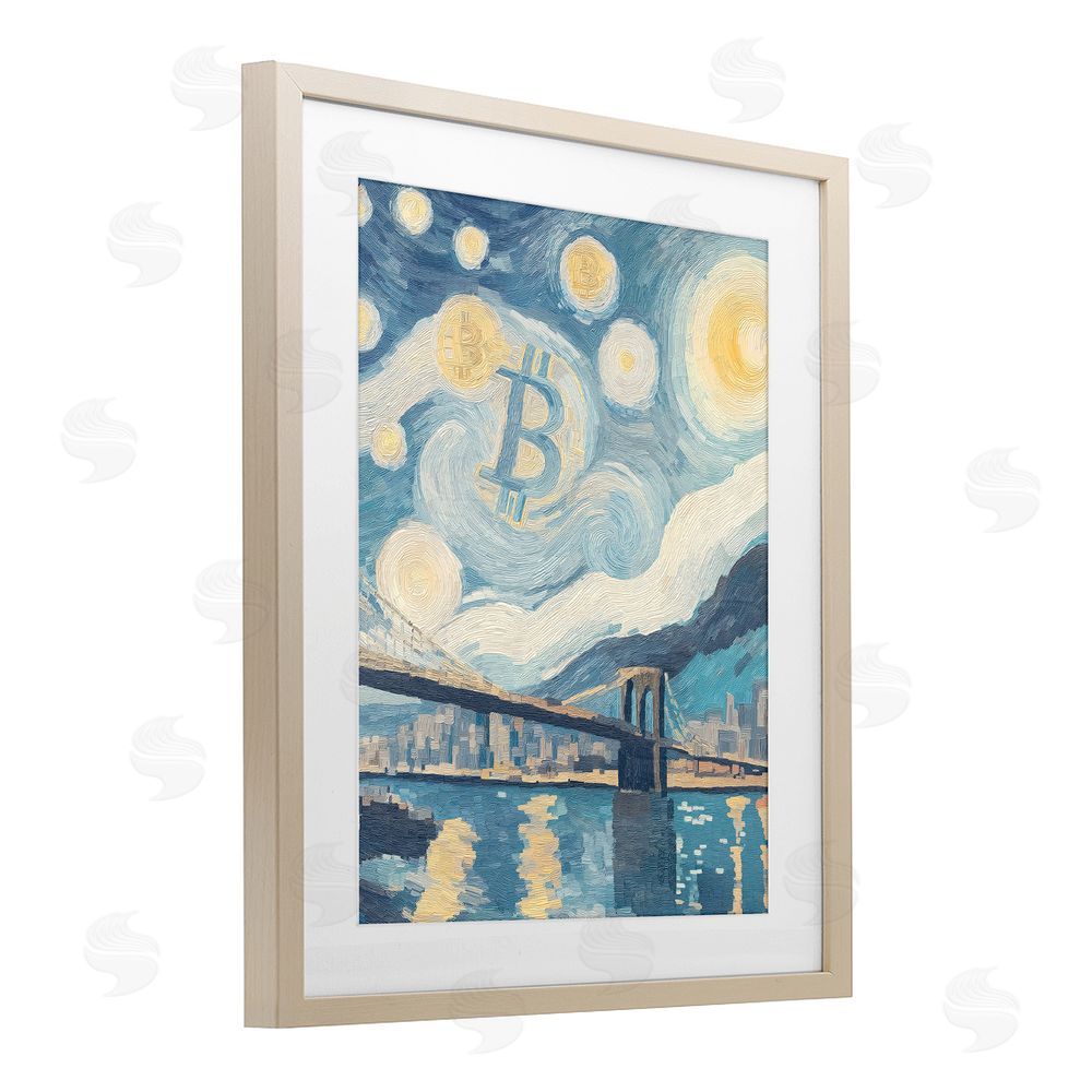 Svetlana Aleynikova Crypto Lunar Glow Birch Framed Print Under Glass Wall Art