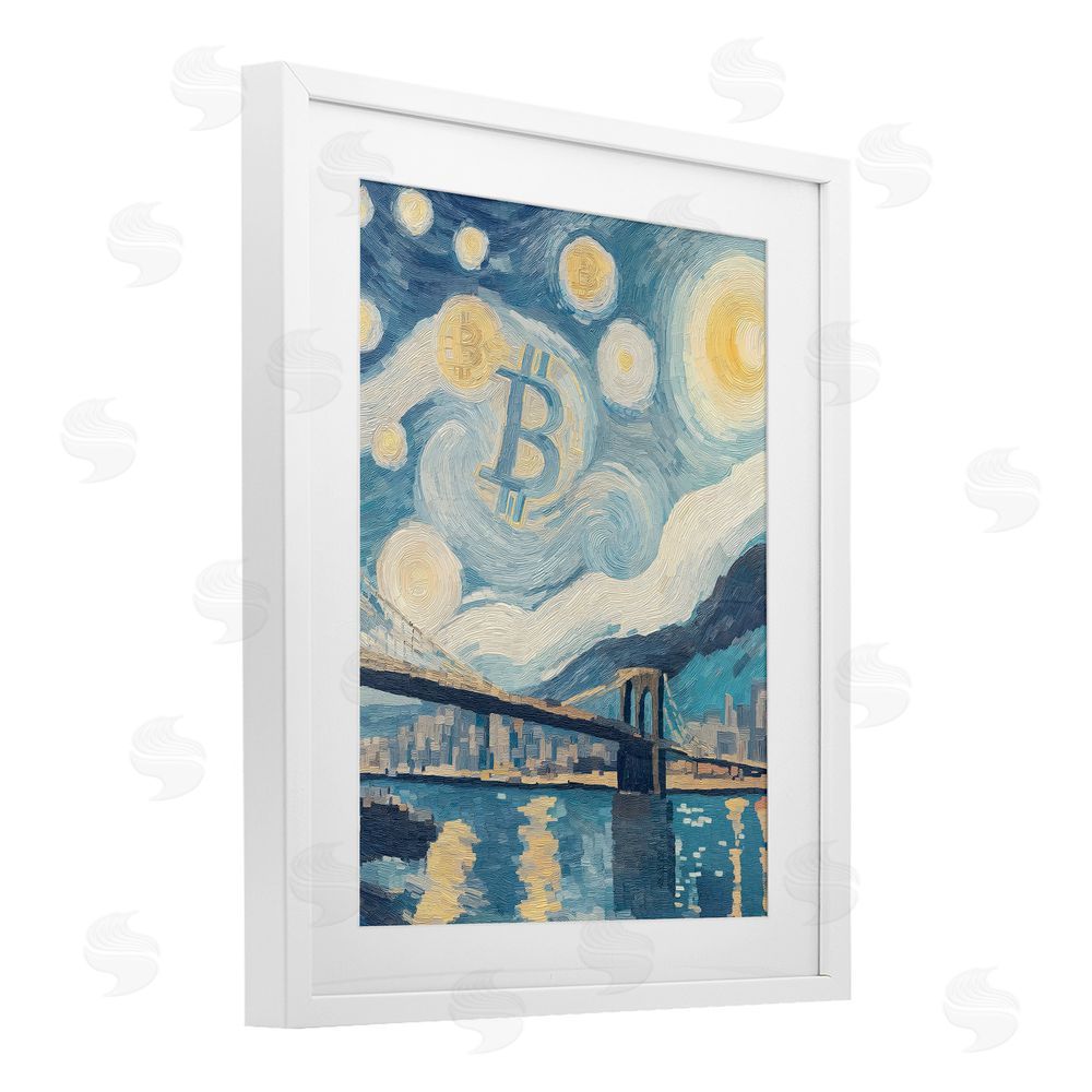 Svetlana Aleynikova Crypto Lunar Glow White Framed Print Under Glass Wall Art