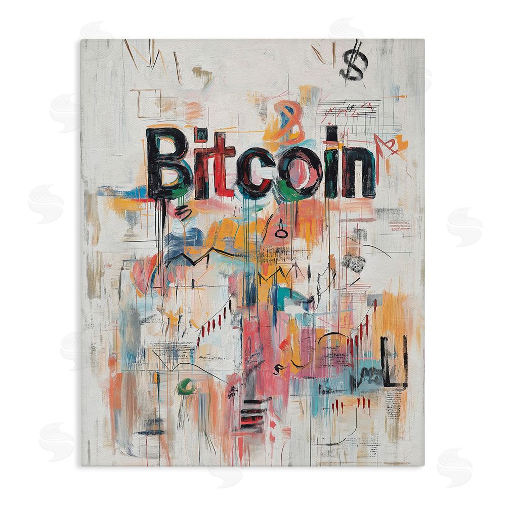 Svetlana Aleynikova Digital Currency Abstract Collage Stretched Canvas Wall Art Print