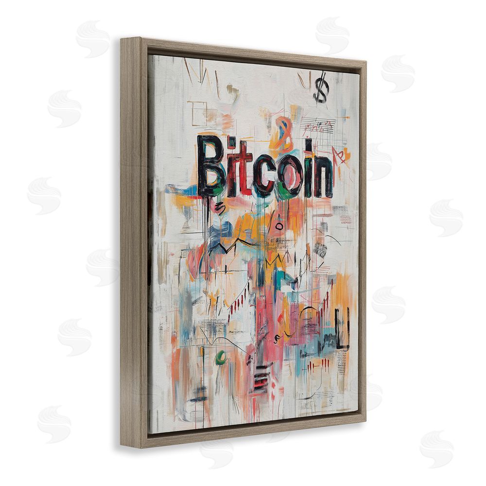 Svetlana Aleynikova Digital Currency Abstract Collage Brown Floating Frame Canvas Wall Art Print