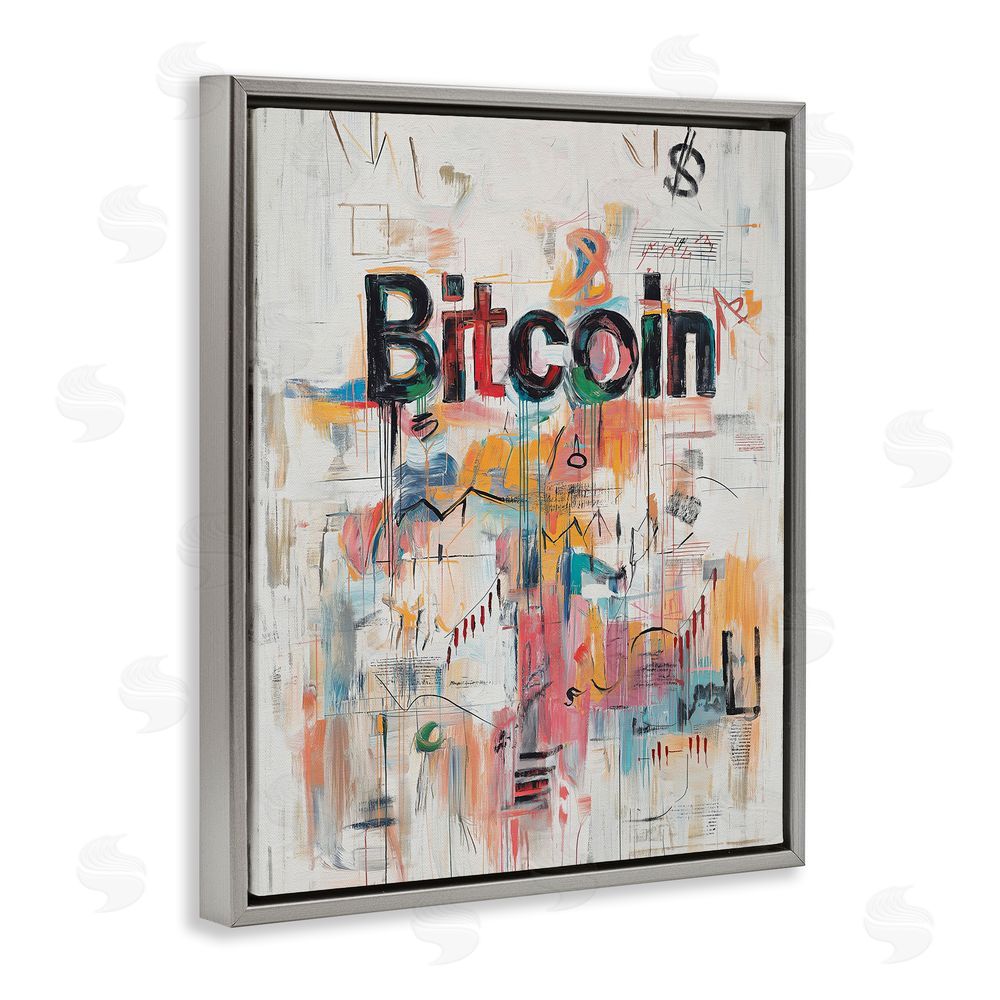 Svetlana Aleynikova Digital Currency Abstract Collage Gray Floating Frame Canvas Wall Art Print