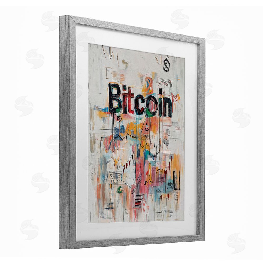 Svetlana Aleynikova Digital Currency Abstract Collage Gray Framed Print Under Glass Wall Art