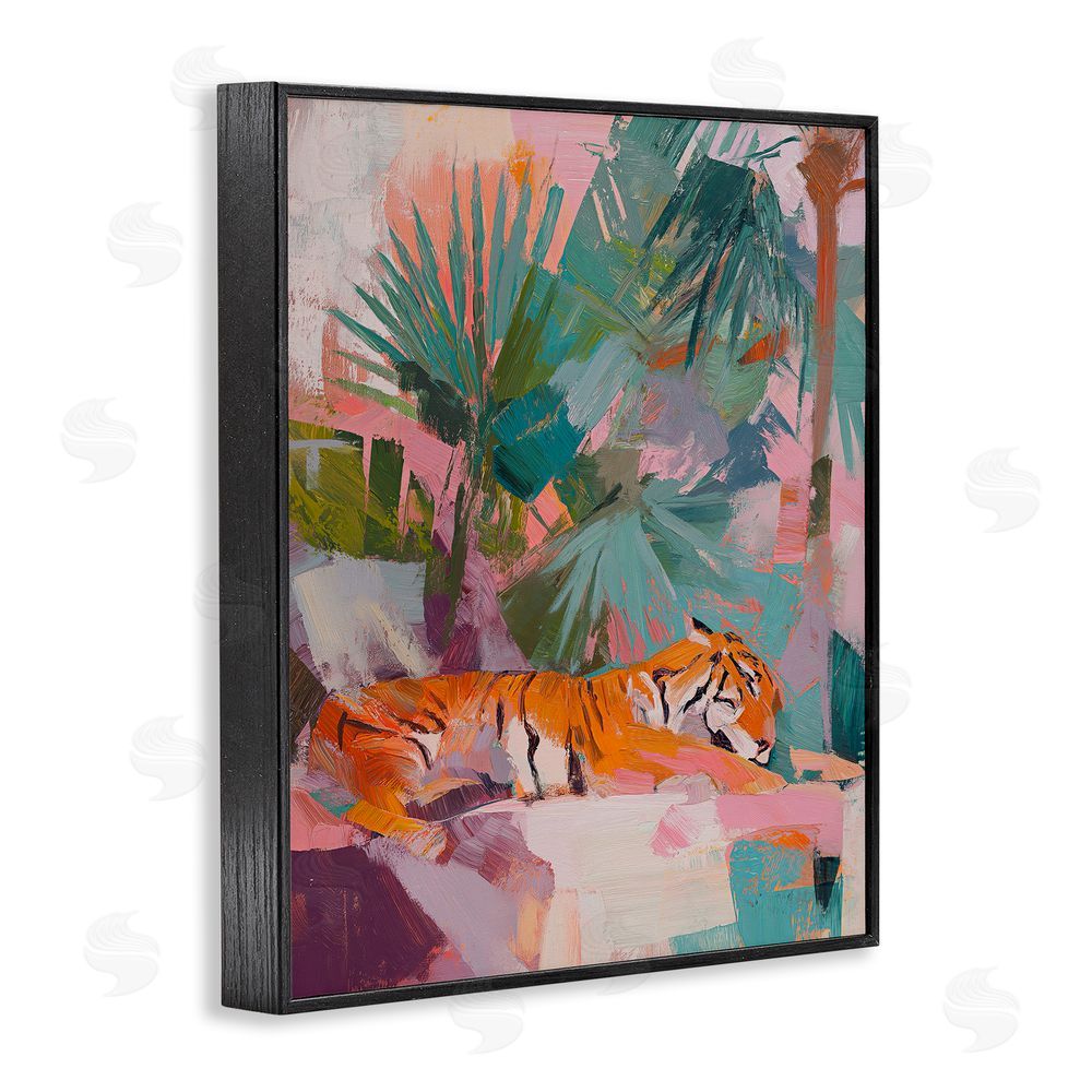 Svetlana Aleynikova Resting Tiger Beneath Leaves Black Framed Giclee Wall Art Print