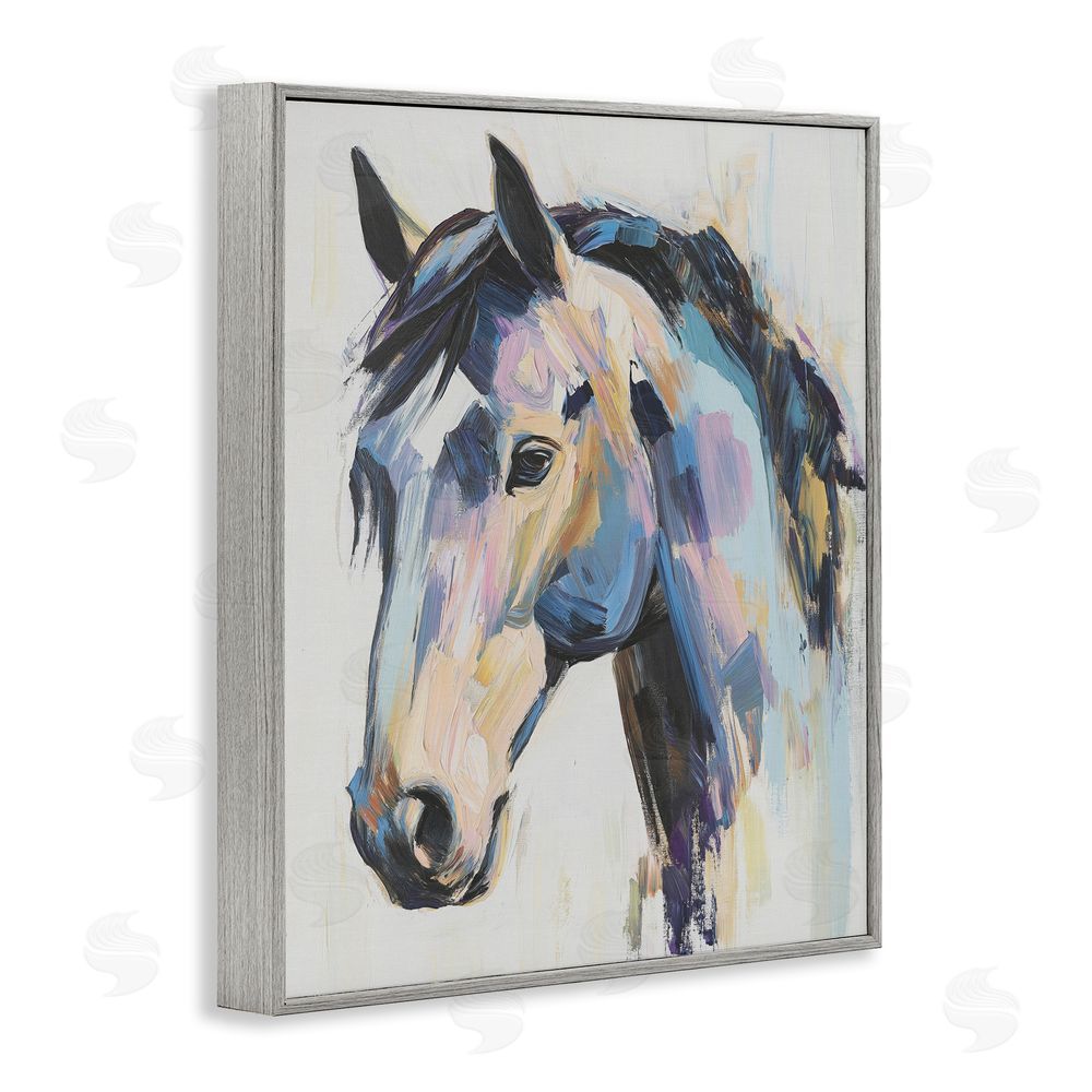 Svetlana Aleynikova Chromatic Stallion Abstraction Gray Framed Giclee Wall Art Print