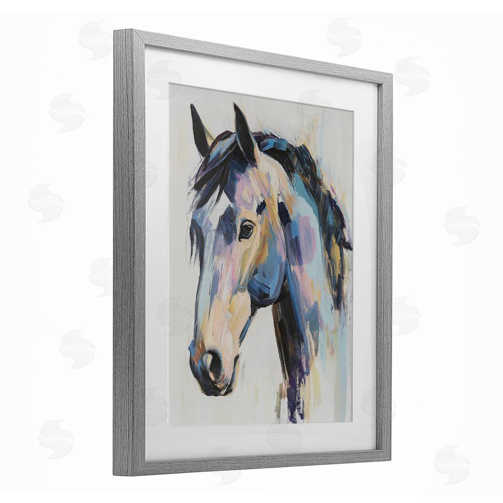 Svetlana Aleynikova Chromatic Stallion Abstraction Gray Framed Print Under Glass Wall Art