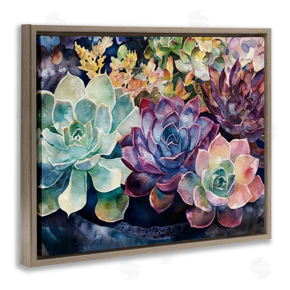 Svetlana Aleynikova Tutti Succulents Collection Brown Floating Frame Canvas Wall Art Print
