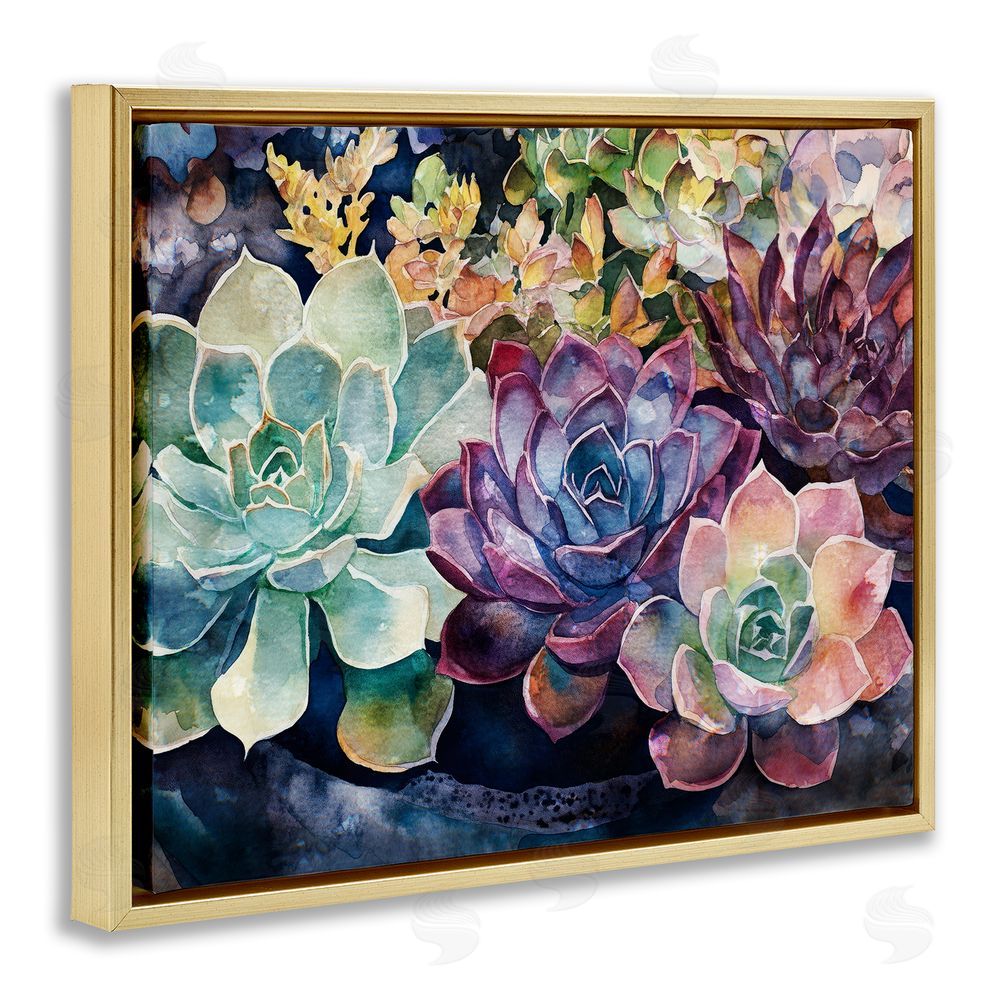 Svetlana Aleynikova Tutti Succulents Collection Gold Floating Frame Canvas Wall Art Print