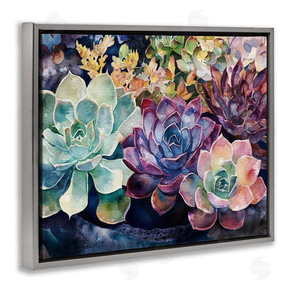 Svetlana Aleynikova Tutti Succulents Collection Gray Floating Frame Canvas Wall Art Print