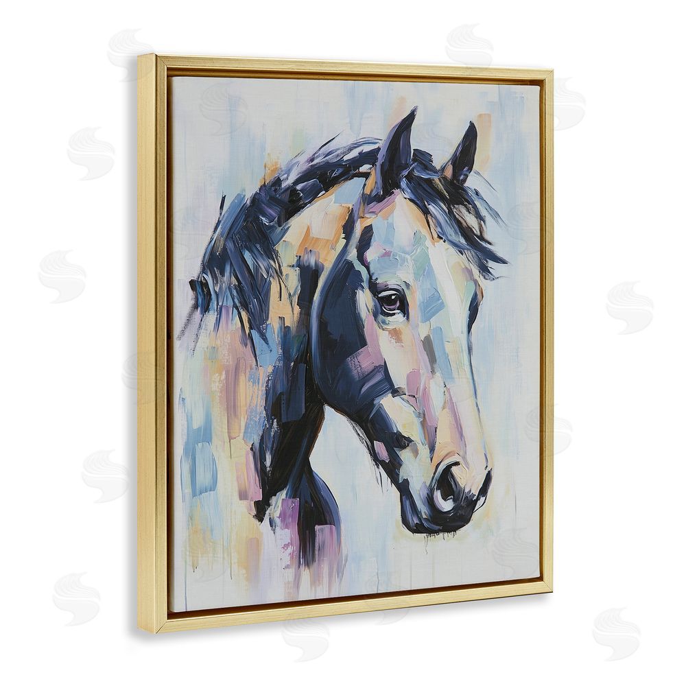 Svetlana Aleynikova Vivid Equine Portrait Gold Floating Frame Canvas Wall Art Print