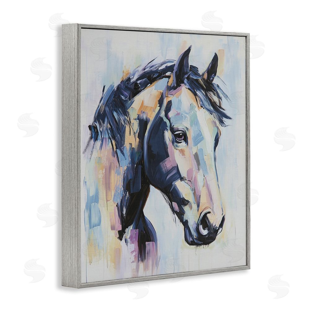 Svetlana Aleynikova Vivid Equine Portrait Gray Framed Giclee Wall Art Print