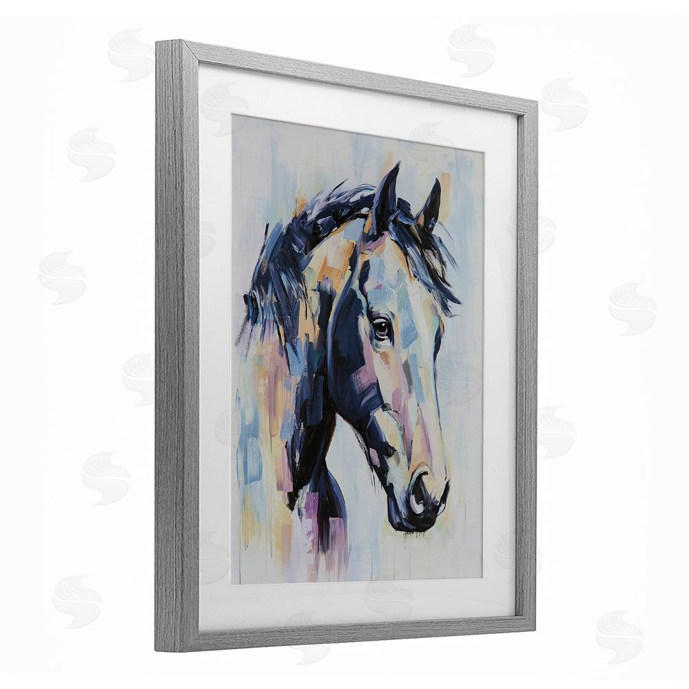 Svetlana Aleynikova Vivid Equine Portrait Gray Framed Print Under Glass Wall Art
