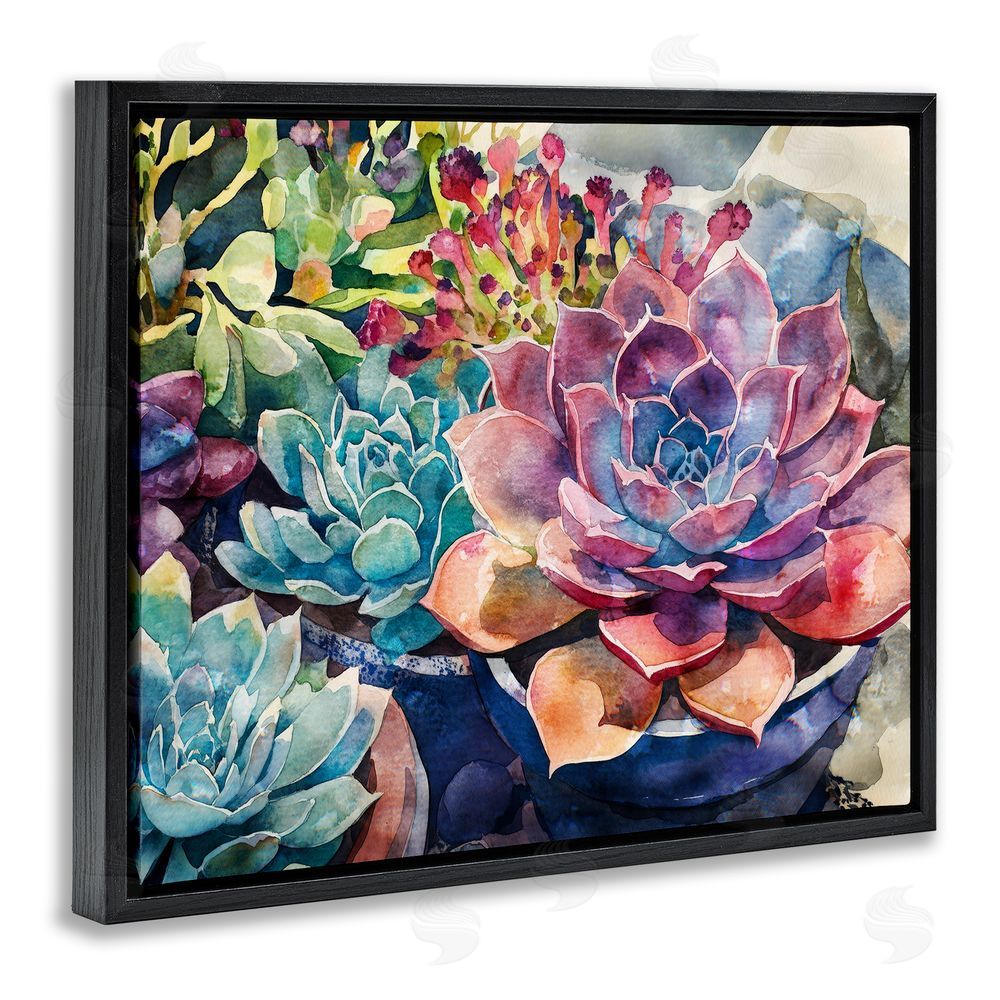 Svetlana Aleynikova Sun Kissed Succulents Black Floating Frame Canvas Wall Art Print