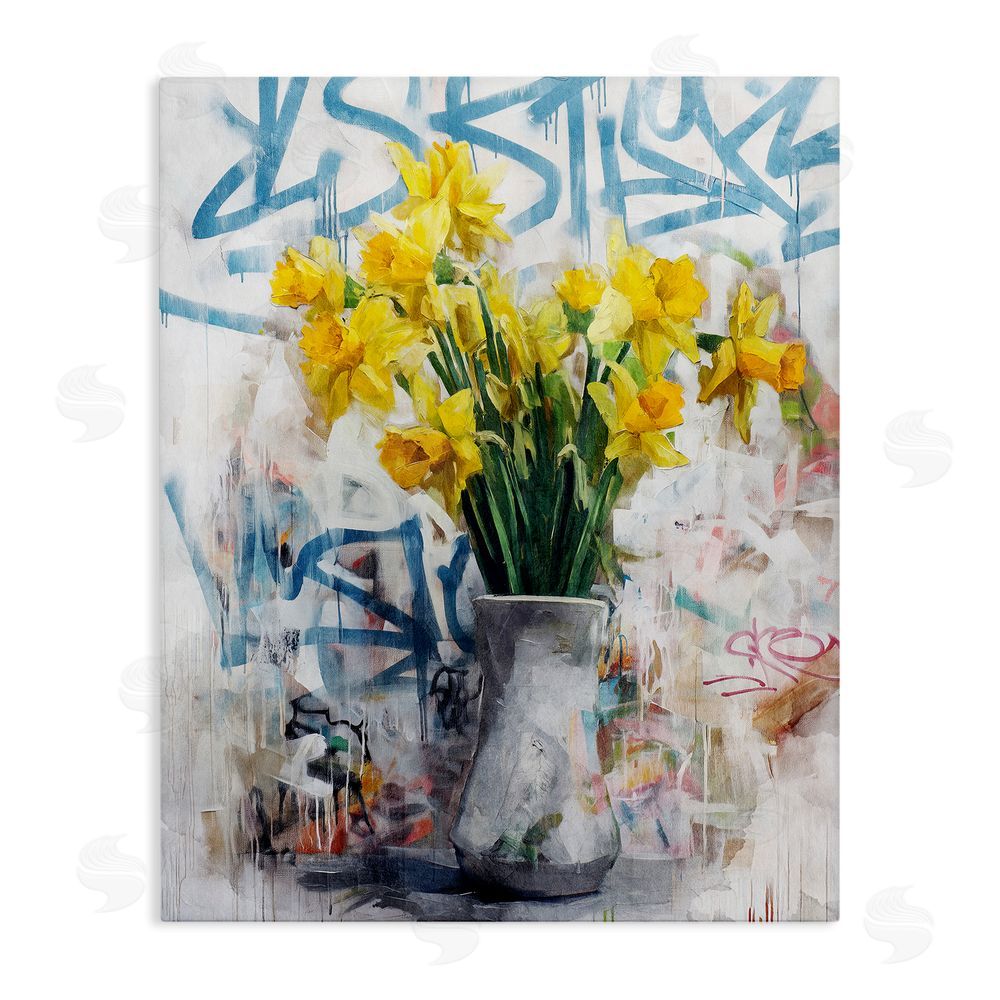 Svetlana Aleynikova Color Clash Daffodils & Graffiti Stretched Canvas Wall Art