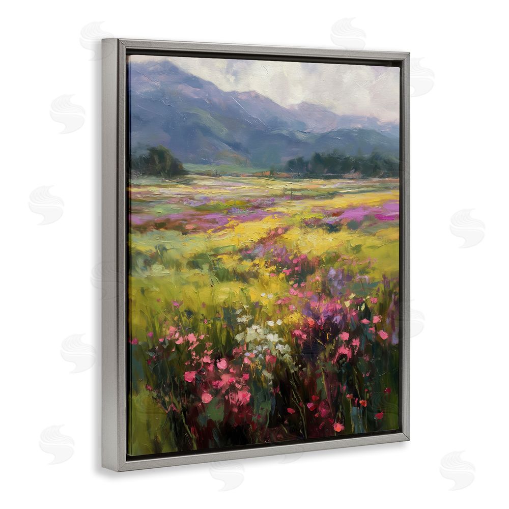 Svetlana Aleynikova Vast Horizon Of Flowers Gray Floating Frame Canvas Wall Art Print