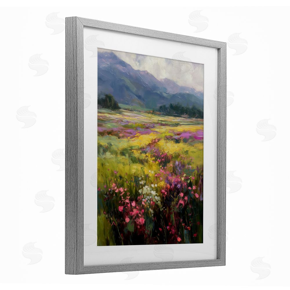 Svetlana Aleynikova Vast Horizon Of Flowers Gray Framed Print Under Glass Wall Art