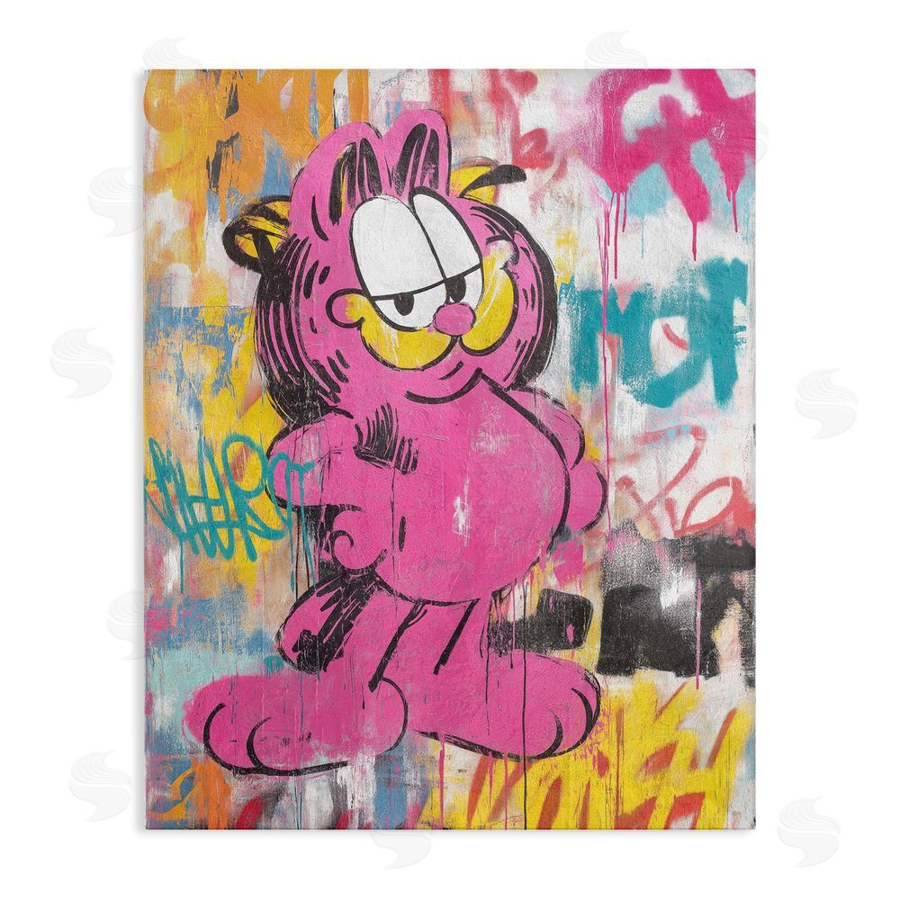 Svetlana Aleynikova Lazy Cat In City Modern Urban Stretched Canvas Wall Art Print