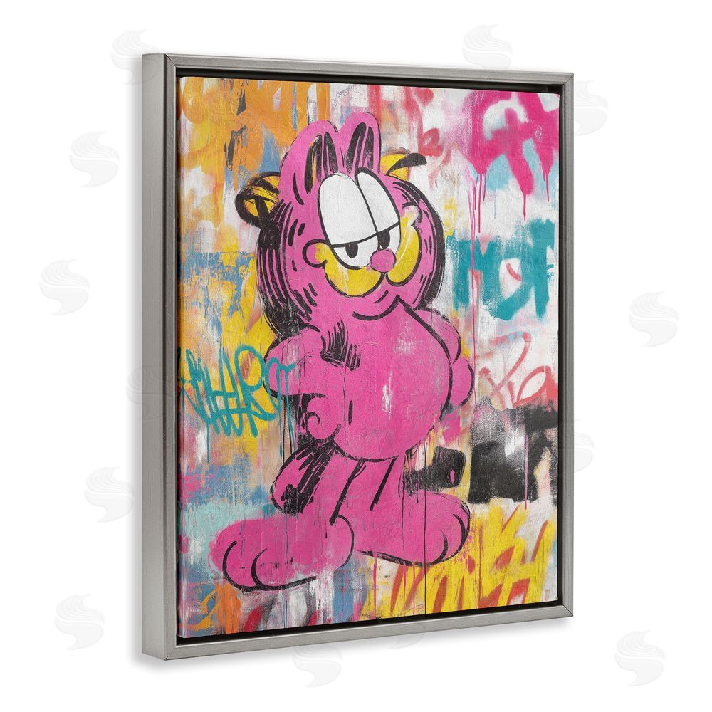 Svetlana Aleynikova Lazy Cat In City Modern Urban Gray Floating Frame Canvas Wall Art Print
